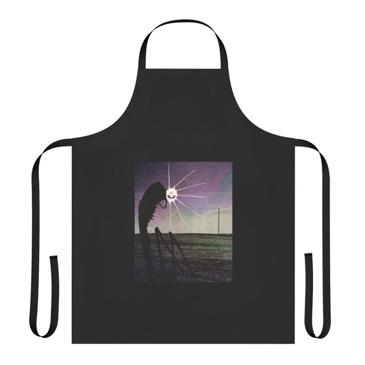 Person wearing a durable, highway-inspired apron while cooking in the kitchen