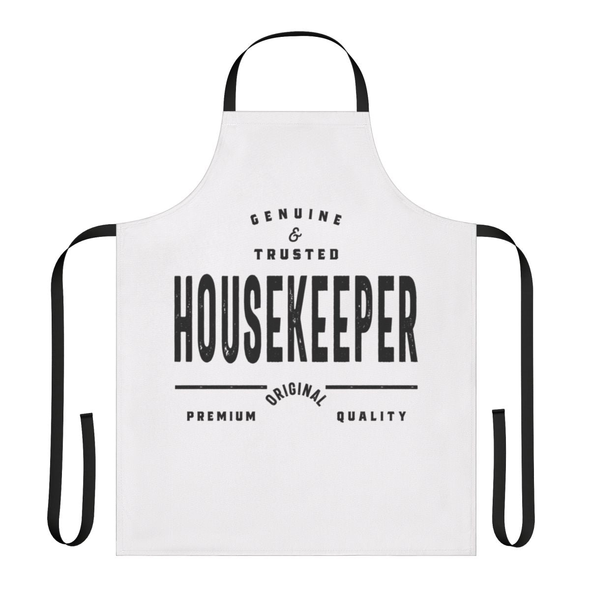 Housekeeper wearing a protective apron for cleaning and household tasks