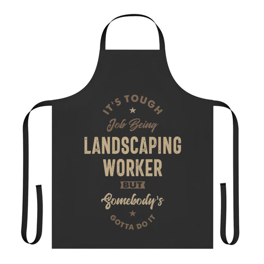 Landscaping worker wearing a sturdy, practical work apron