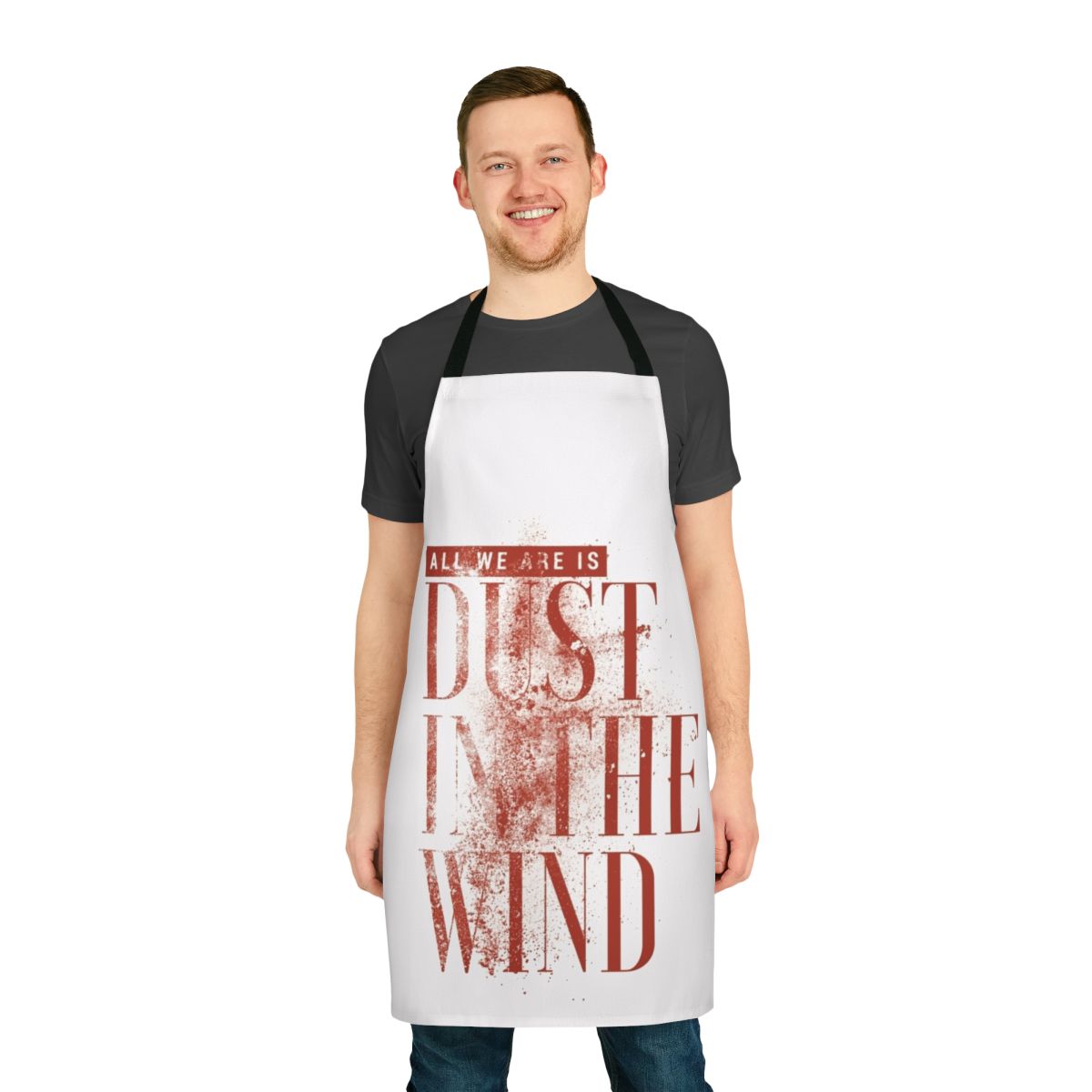 Apron with "Dust in the Wind" Kansas song lyrics typography design