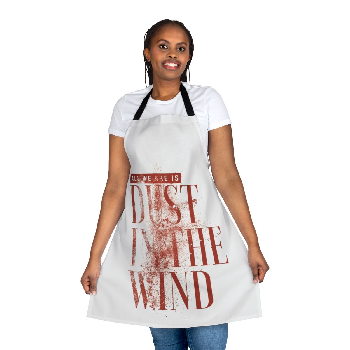 Apron with "Dust in the Wind" Kansas song lyrics typography design