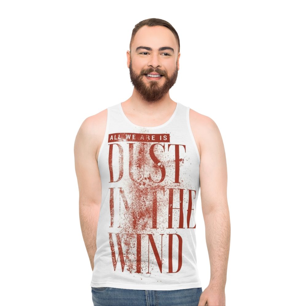"Dust in the Wind" Unisex Tank Top featuring Kansas song lyrics typography design