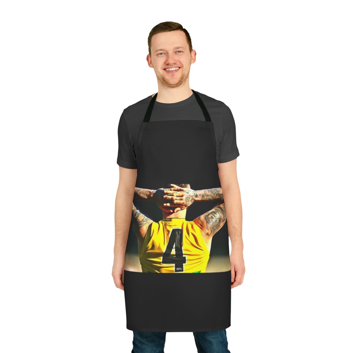 Dusty Martin-inspired apron featuring the Richmond Tigers logo and colors