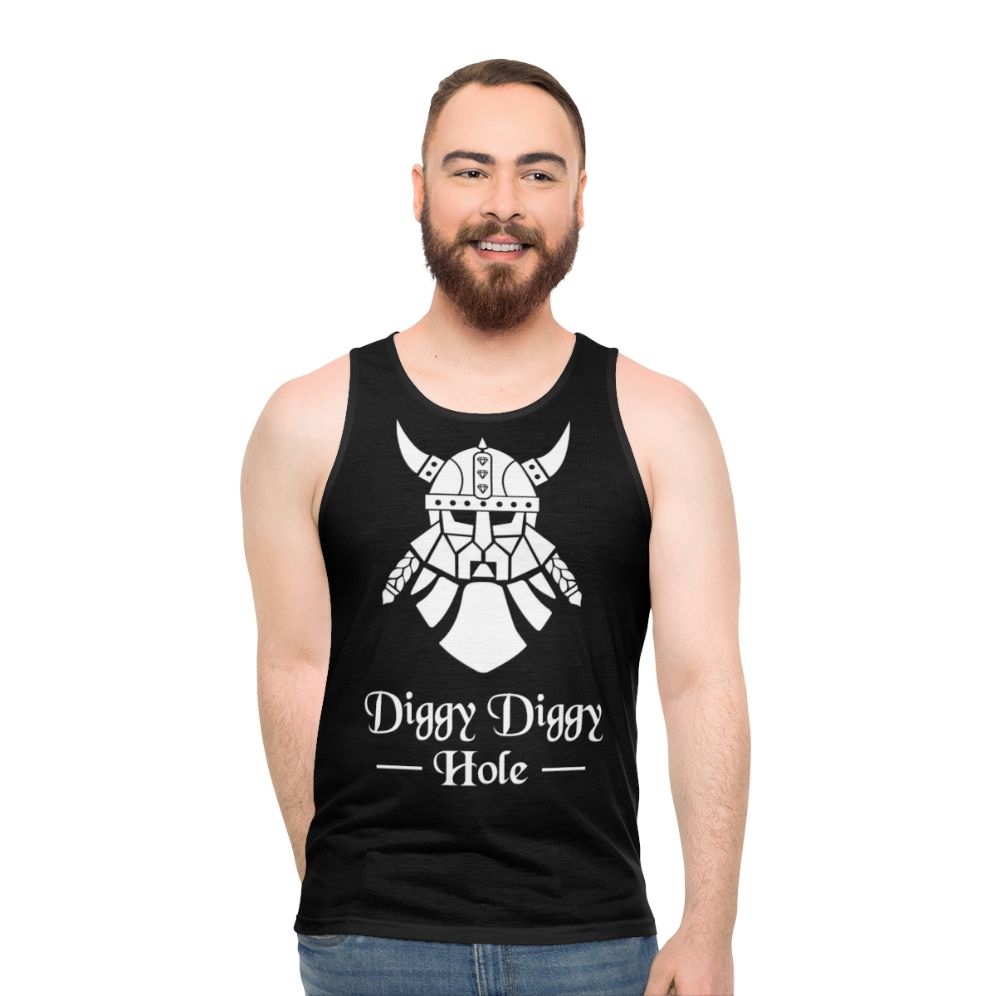 Dwarf fantasy roleplay mining treasure white unisex tank top
