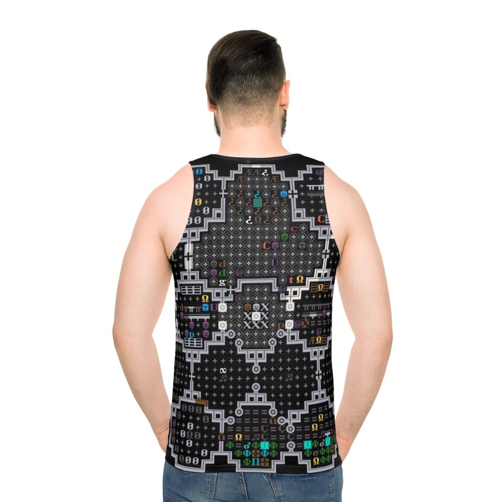 Unisex Dwarf Fortress Indie Game Tank Top featuring Pixel Art Graphics