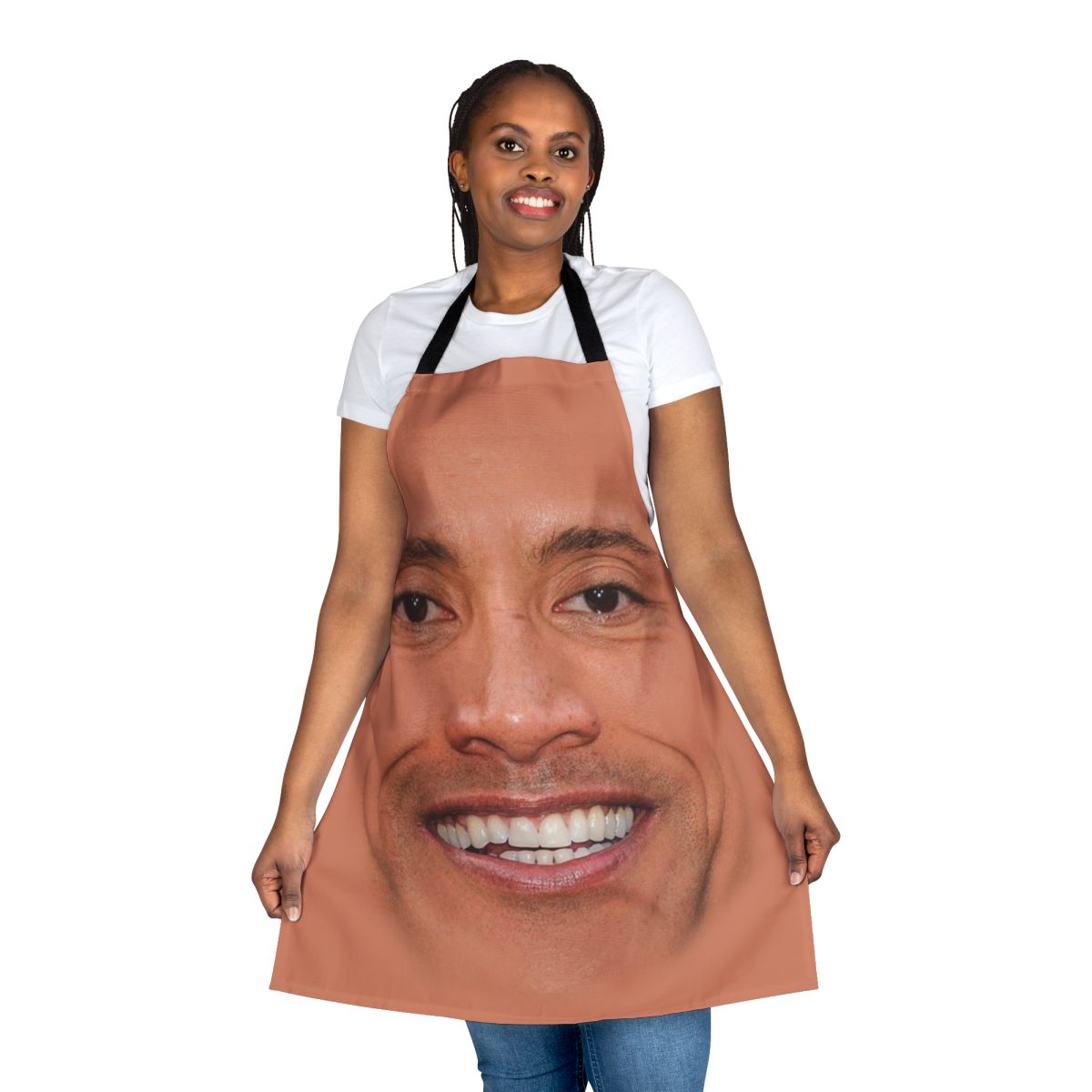 Dwayne-themed apron with wrestling, entertainment, and family-friendly designs