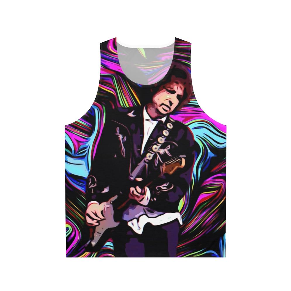 Dylan Unisex Tank Top with 60s Music Theme