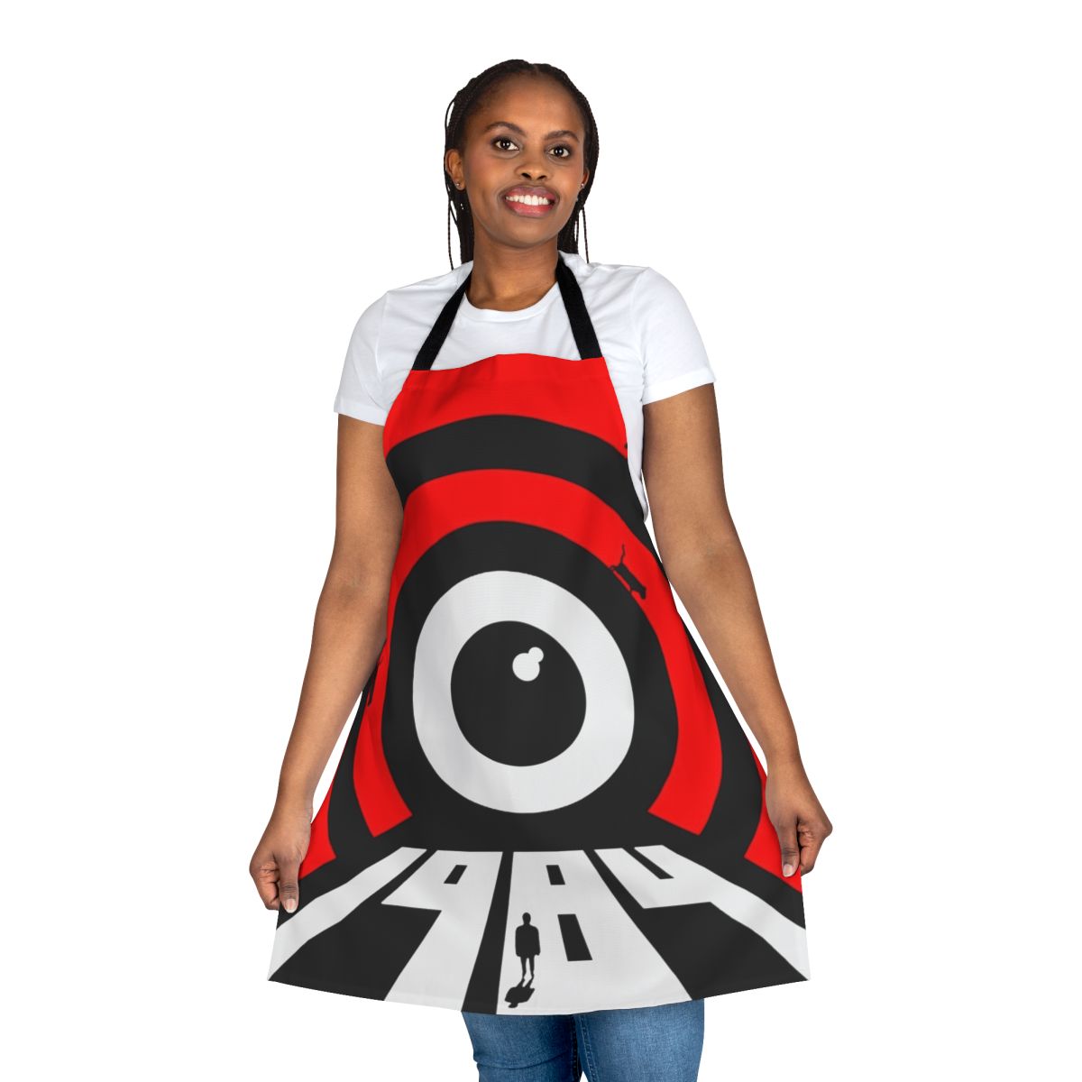 A stylish apron featuring the iconic "Big Brother" imagery from the classic novel 1984 by George Orwell.