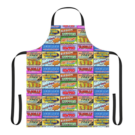 "Dystopian Humor Apron with Brands of Uhmerica Design Inspired by the Movie Idiocracy"