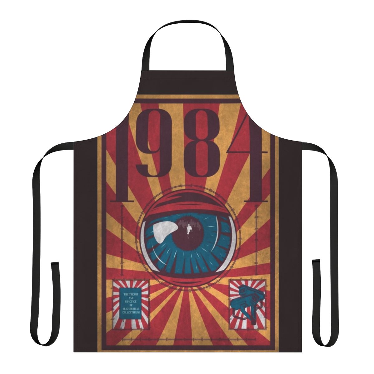 Dystopia-themed apron with references to 1984 by George Orwell
