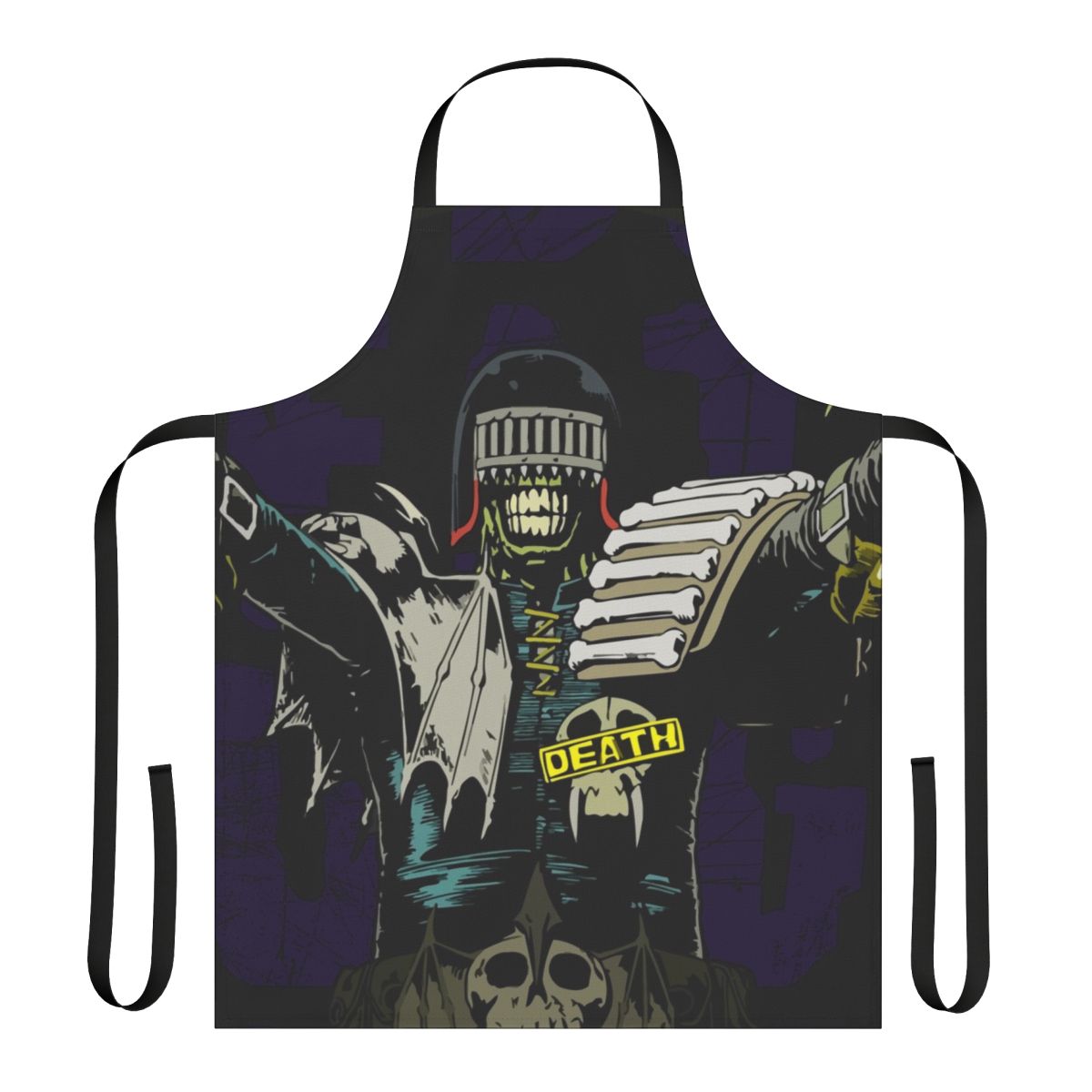 Dystopian Judge Death Inspired Apron with "Judge Death Has Come For You" Text