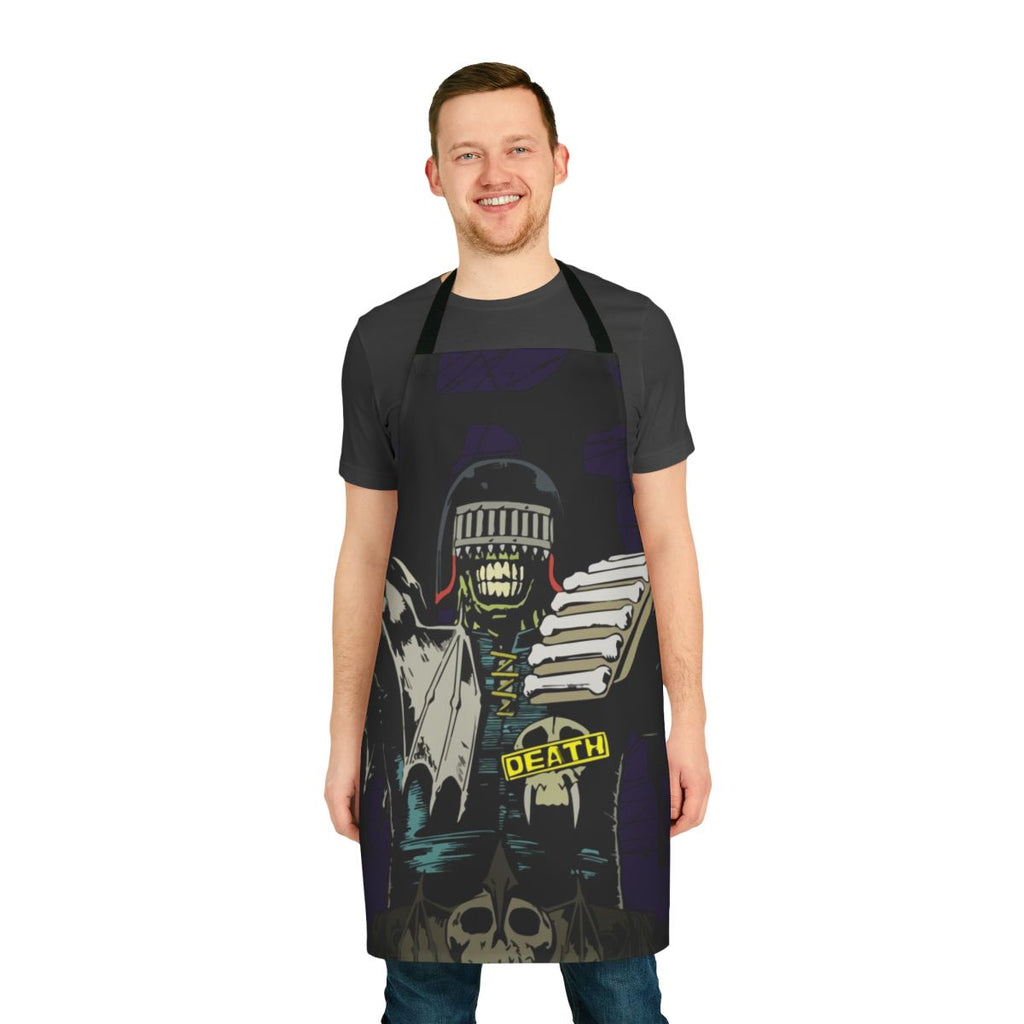 Dystopian Judge Death Inspired Apron with "Judge Death Has Come For You" Text