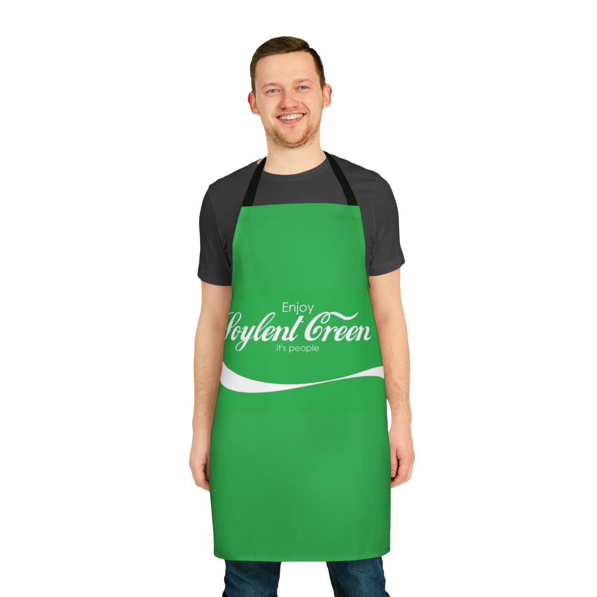 Soylent Green-themed cooking apron with a humorous, dystopian design