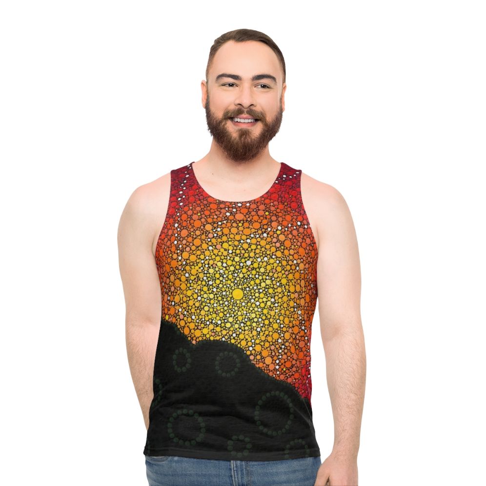 Early Warning Unisex Tank Top featuring aboriginal art