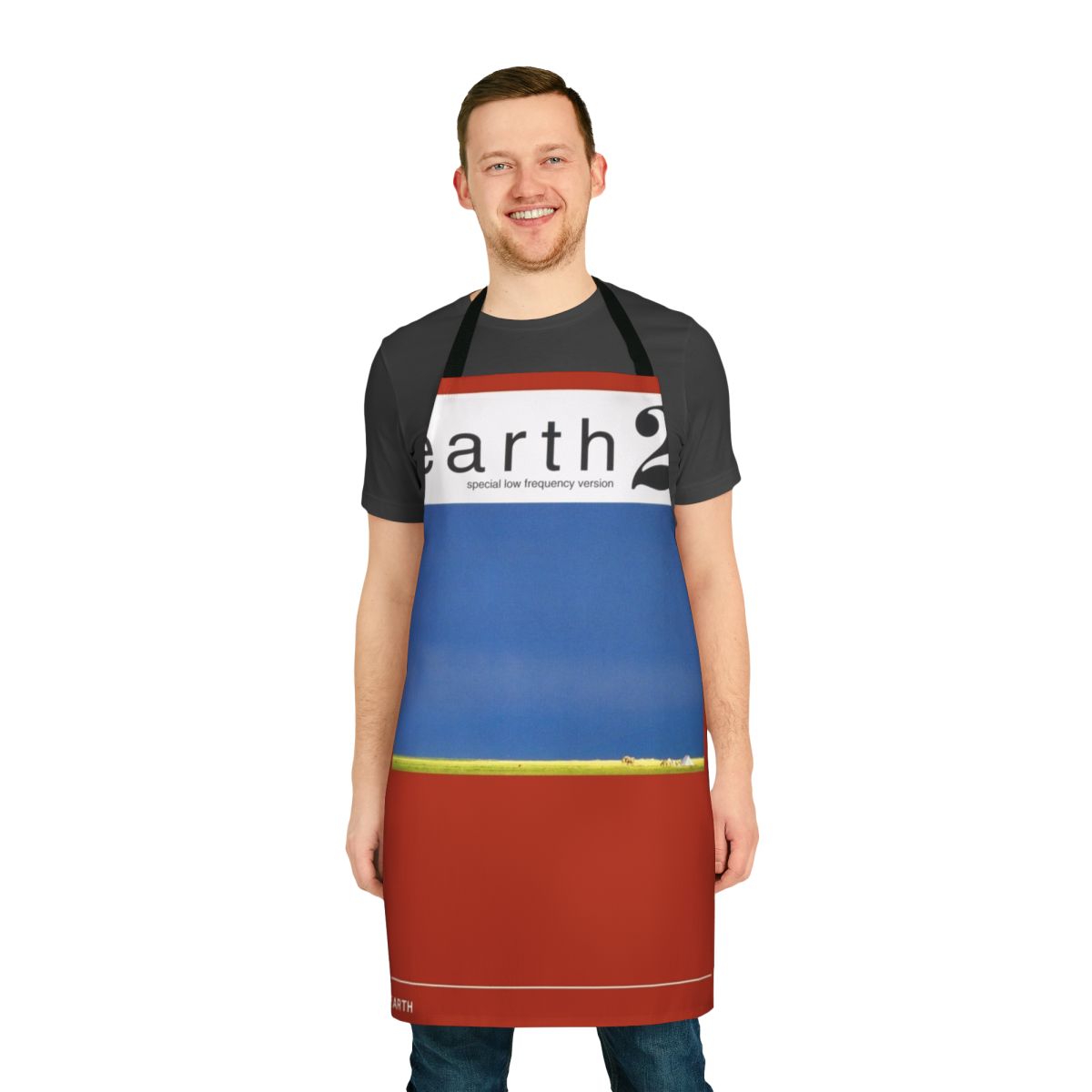 Earth-inspired apron with psychedelic alternative rock and heavy metal album cover artwork design