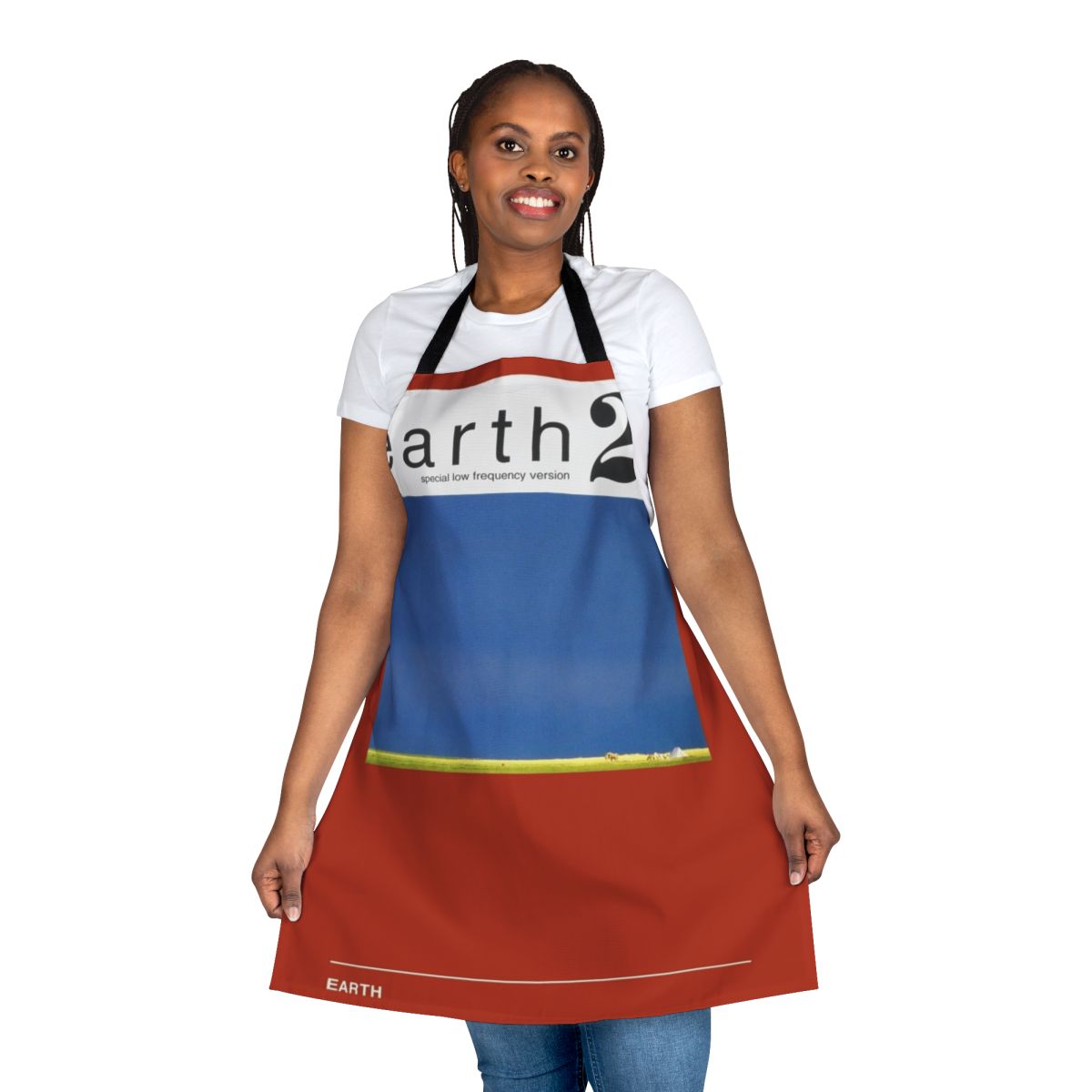 Earth-inspired apron with psychedelic alternative rock and heavy metal album cover artwork design