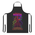 An Earthbound-inspired apron featuring a design inspired by the iconic Moonside location from the SNES game.