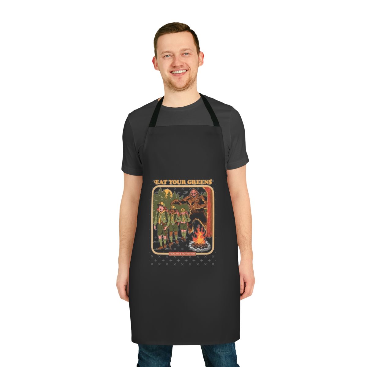 Eat Your Greens Kitchen Apron with Vibrant Vegetable Design
