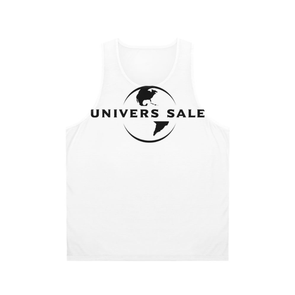 Unisex tank top with space-themed 'Dirty Universe' motivational slogan