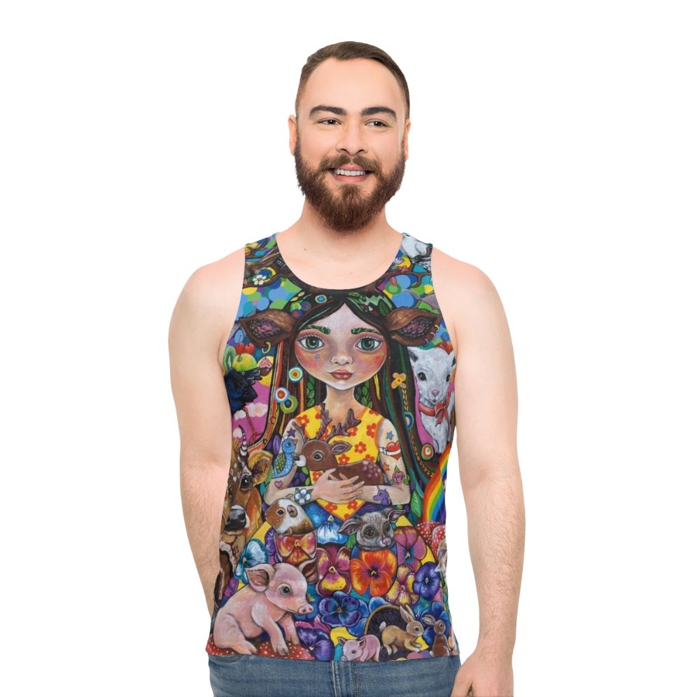 Eco-friendly unisex tank top for nature lovers and spiritual warriors