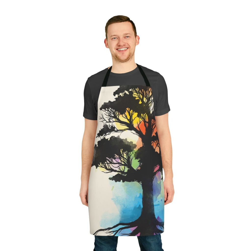 Eco-friendly apron with watercolor botanical design