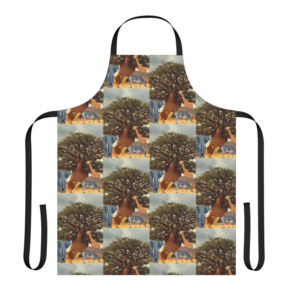 Vibrant apron featuring a baobab tree with various wild animals