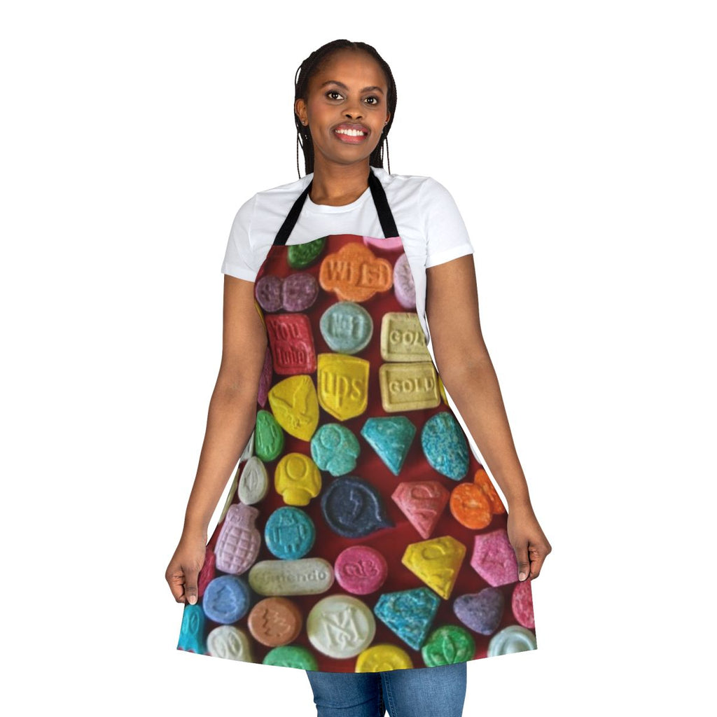 Ecstasy-themed apron for festive occasions