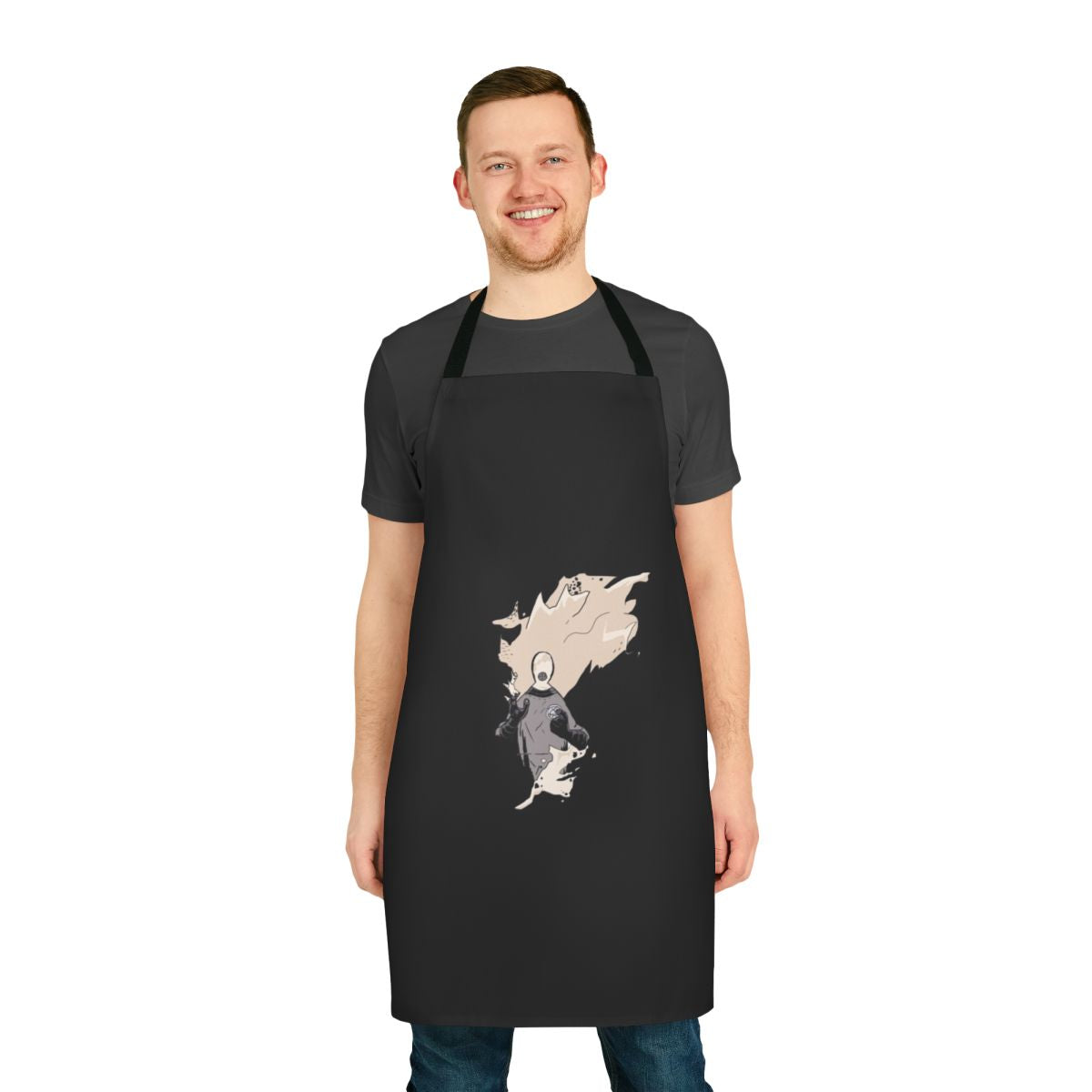 Illustration of Johann Krauss, the BPRD ectoplasmic medium, featured on a high-quality apron.