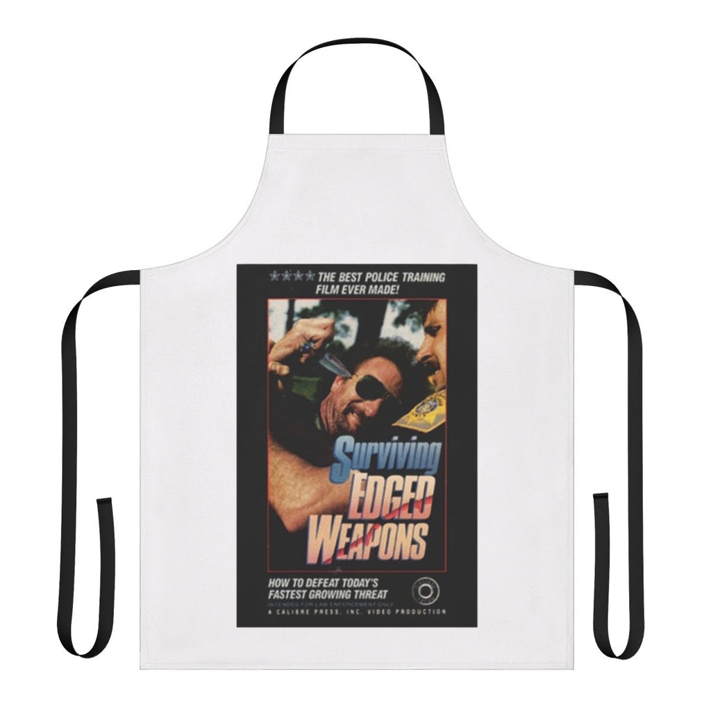 Edged Weapons Survival Cooking Apron with Red Letter Media, Best of the Worst, and Police VHS Themes