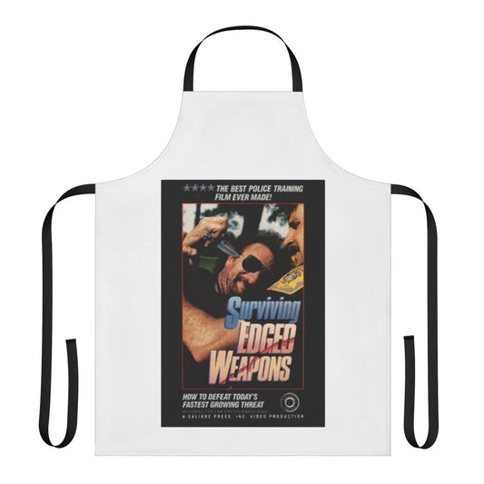 Edged Weapons Survival Cooking Apron with Red Letter Media, Best of the Worst, and Police VHS Themes