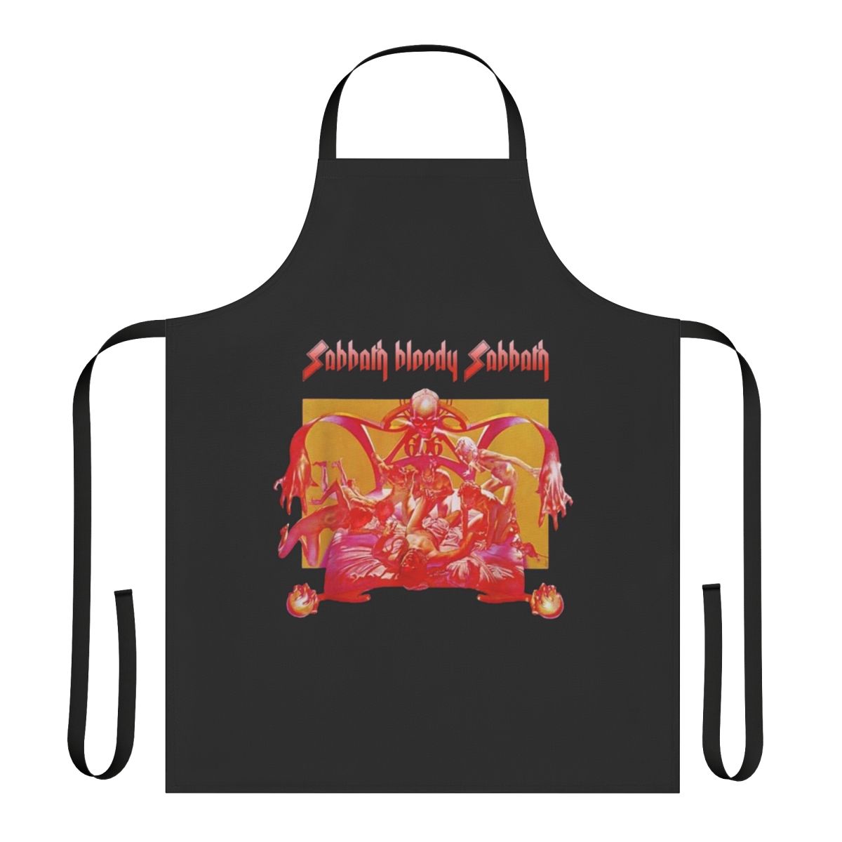 Black bloody apron with metal music design