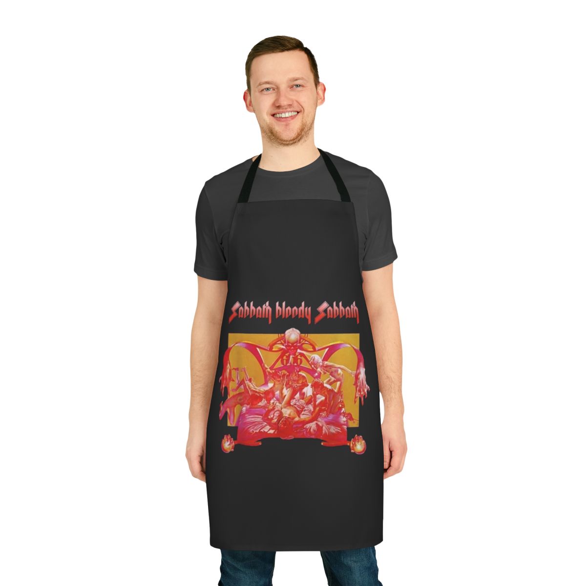 Black bloody apron with metal music design