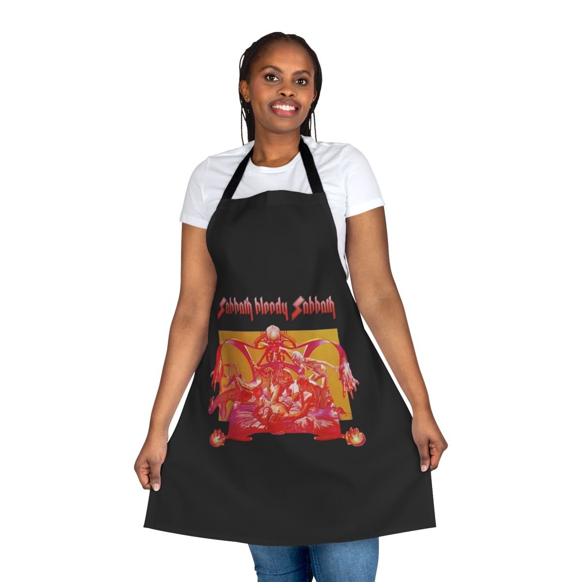 Black bloody apron with metal music design