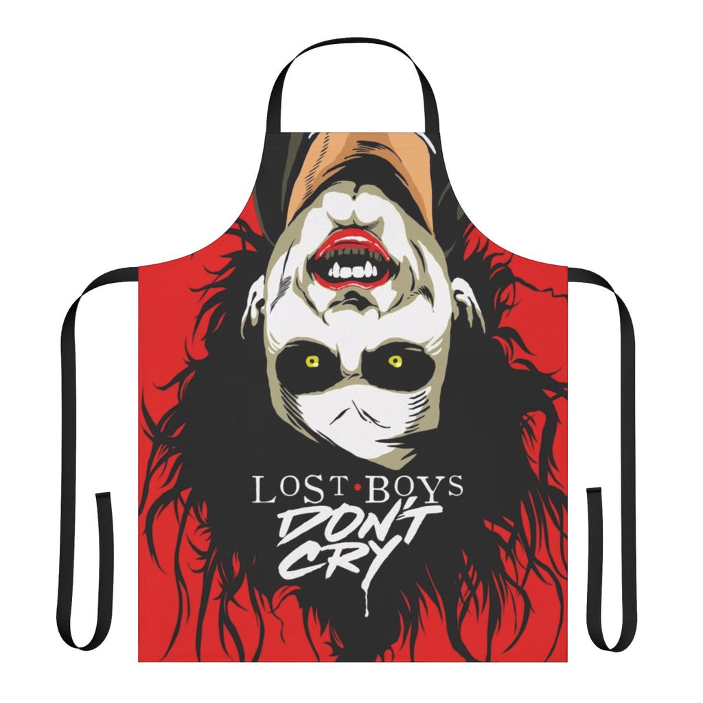 A black apron with a "Cry Boys" design, perfect for goth and horror fans.