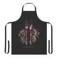 Edgy dark apron with knives, forks, and skulls design for political activists and protesters
