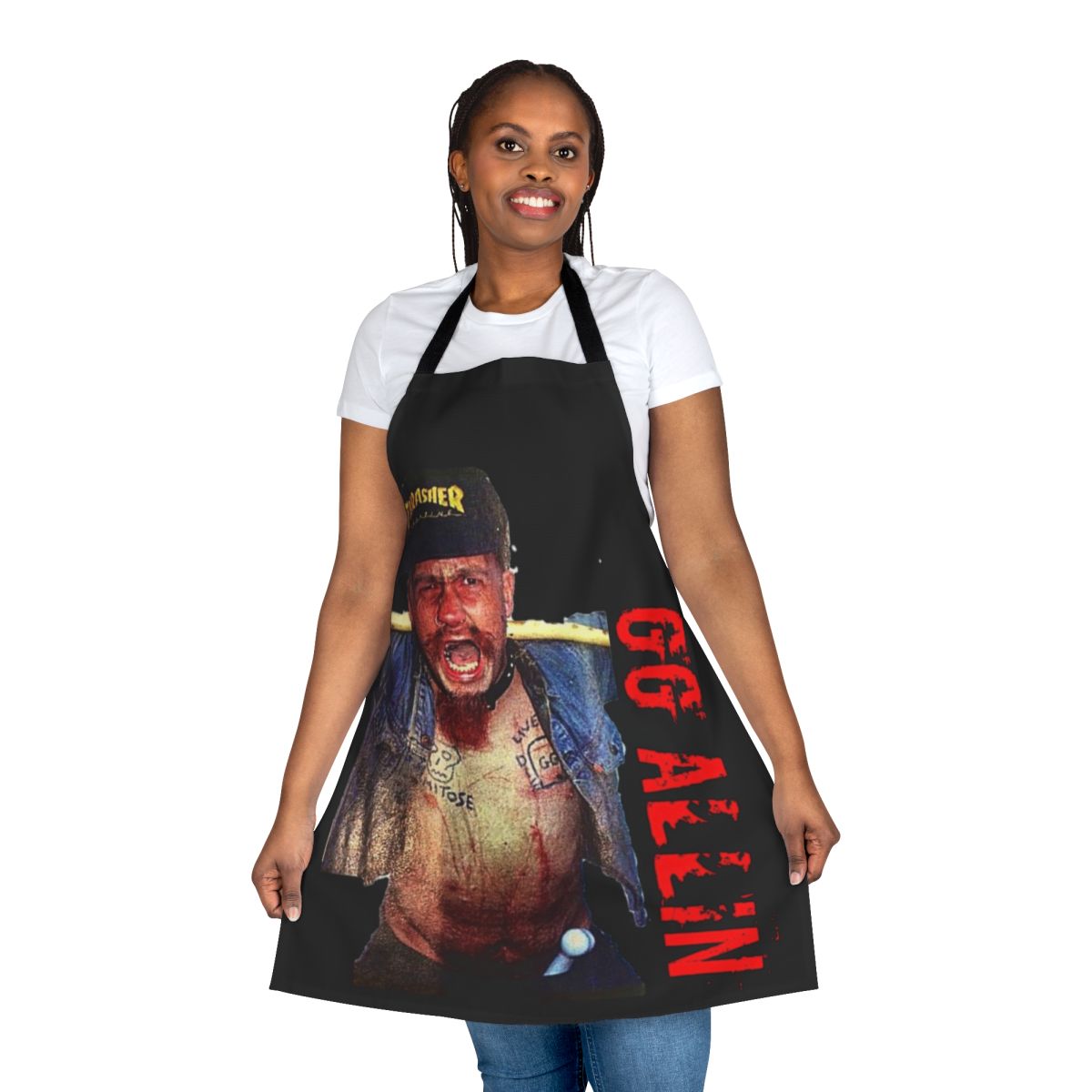 Gg Allin inspired hardcore punk apron with offensive and controversial graphics