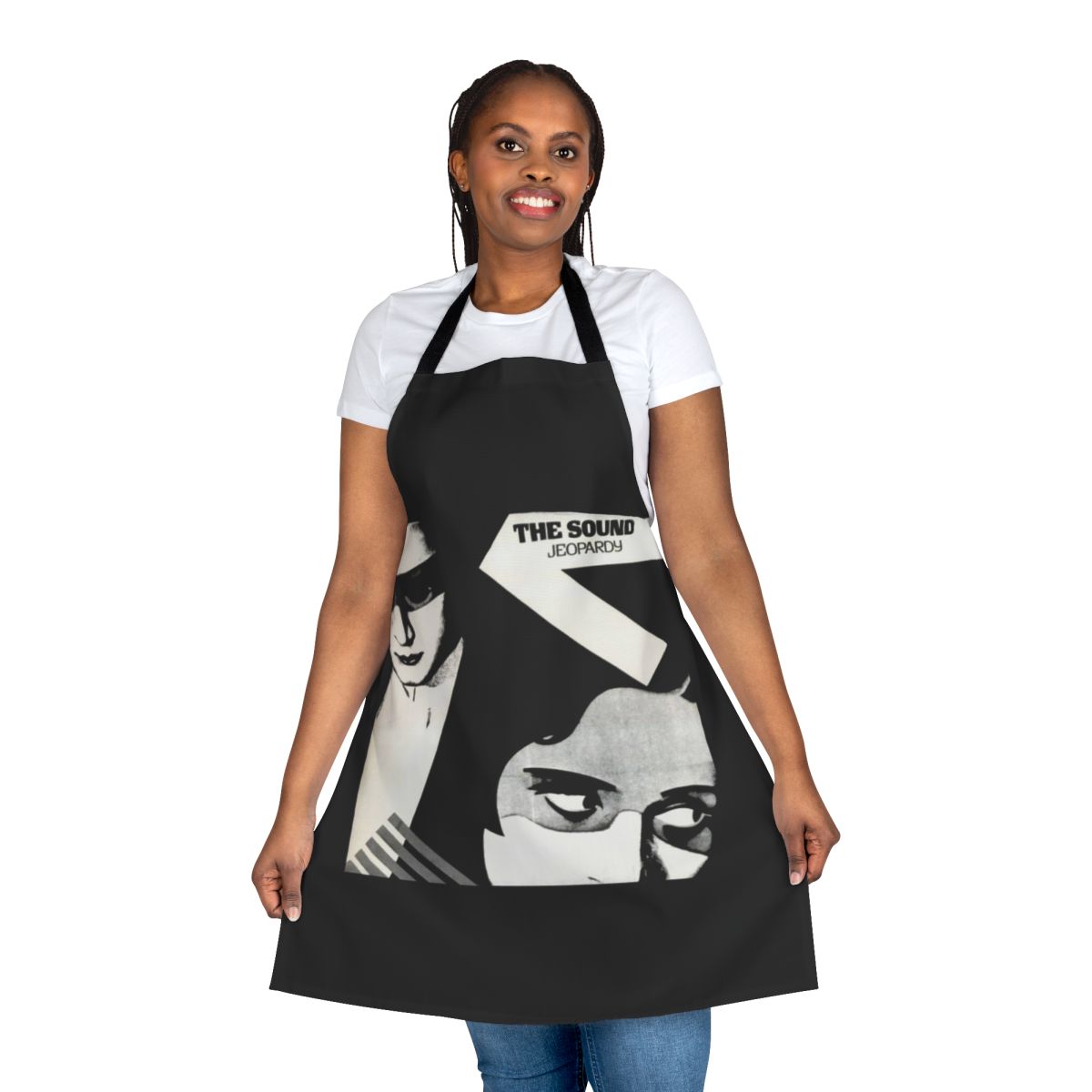 Stylish apron featuring a bold post punk graphic design