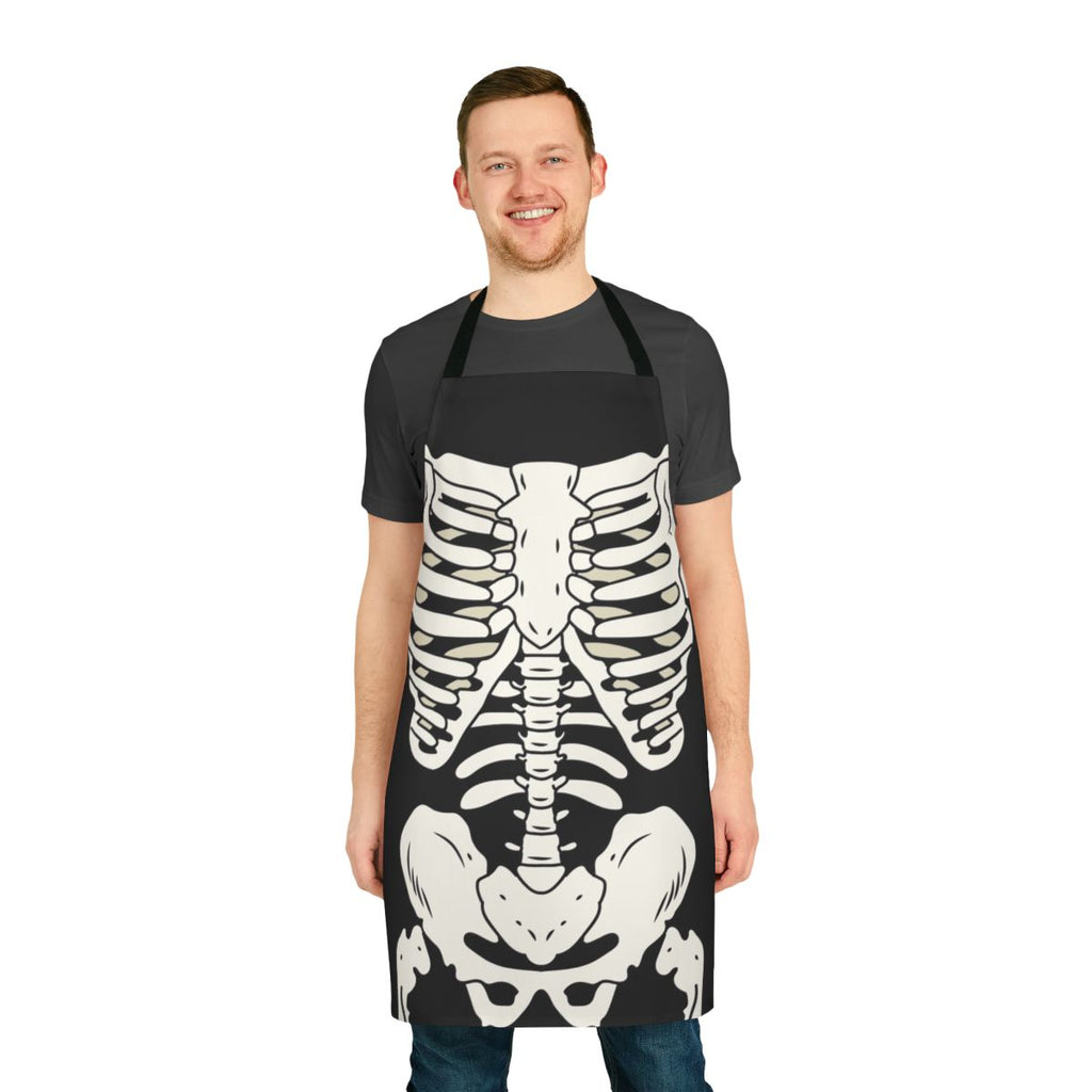 Punk-inspired apron featuring a skeleton design