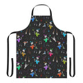 Edgy rock bunny apron with a punk metal bunny design featuring a skeleton, guitar, and bass guitar.