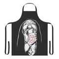 Stylish apron featuring a gothic, satanic nun design with a pentagram and the number 666.