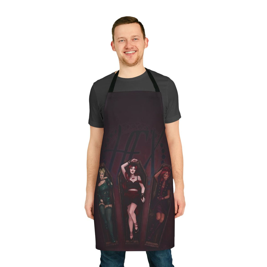 Edgy sisters apron featuring a goth, witch, and punk design