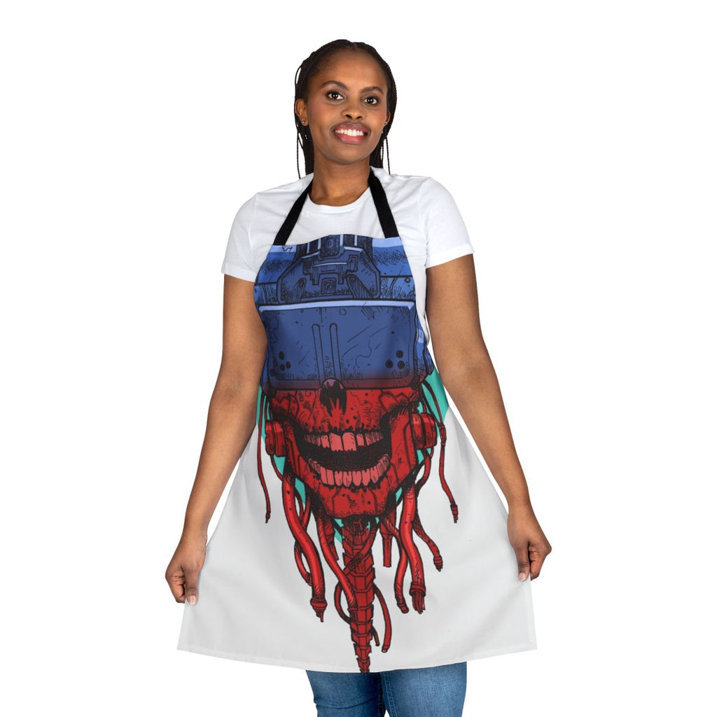 Cyberpunk skull design printed on a high-quality apron