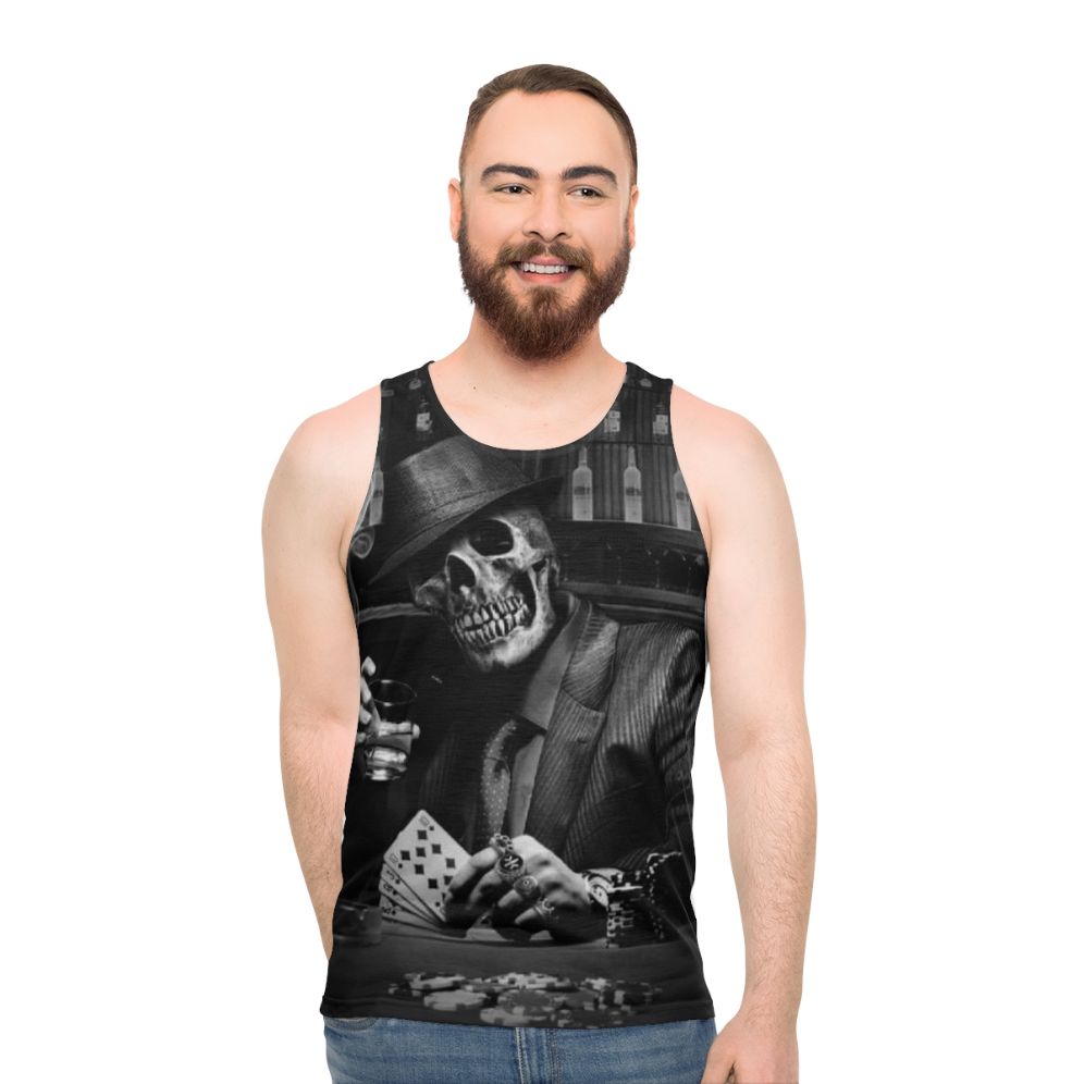 Edgy skull and gangster unisex tank top