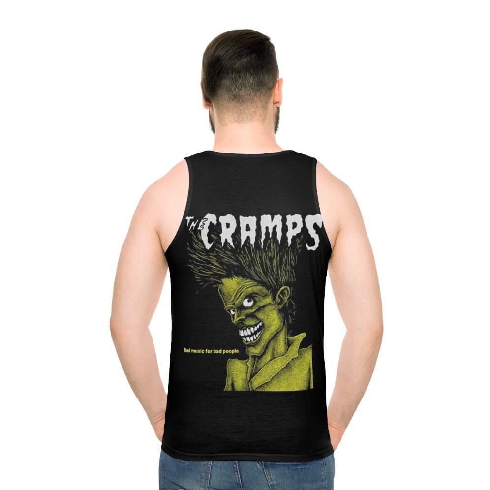 Edgy unisex tank top with retro graphic design