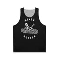 Unisex tank top with skull and typography design
