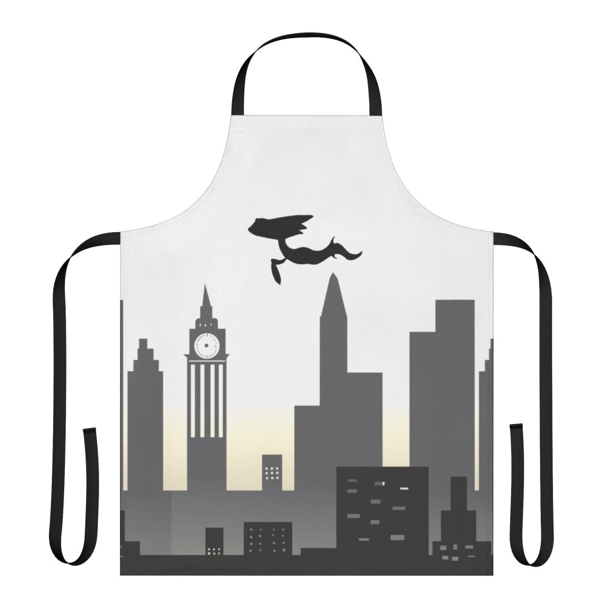 Stylish and functional urban smog-themed apron in black and grey colors