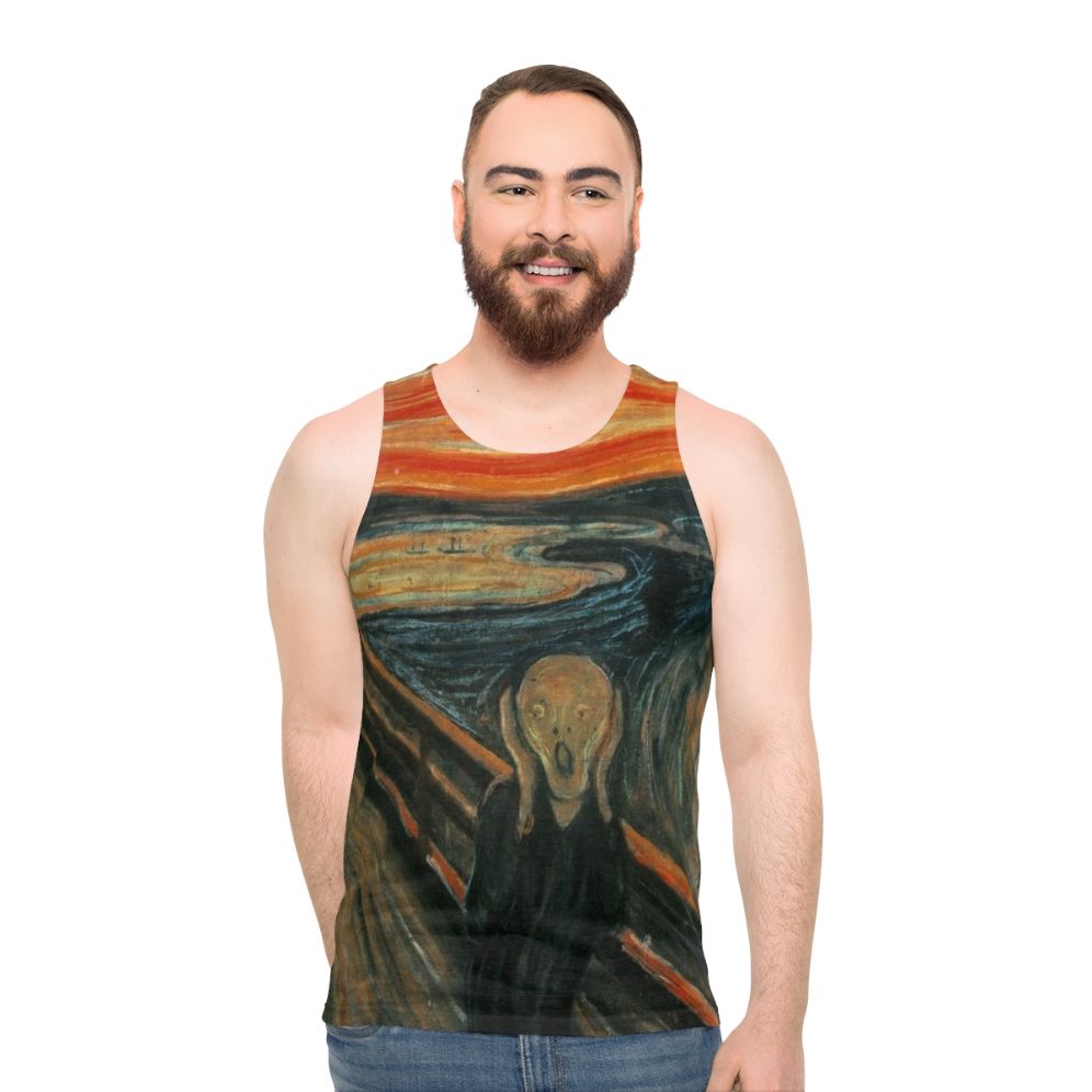 Edvard Munch's "The Scream" design on a unisex tank top
