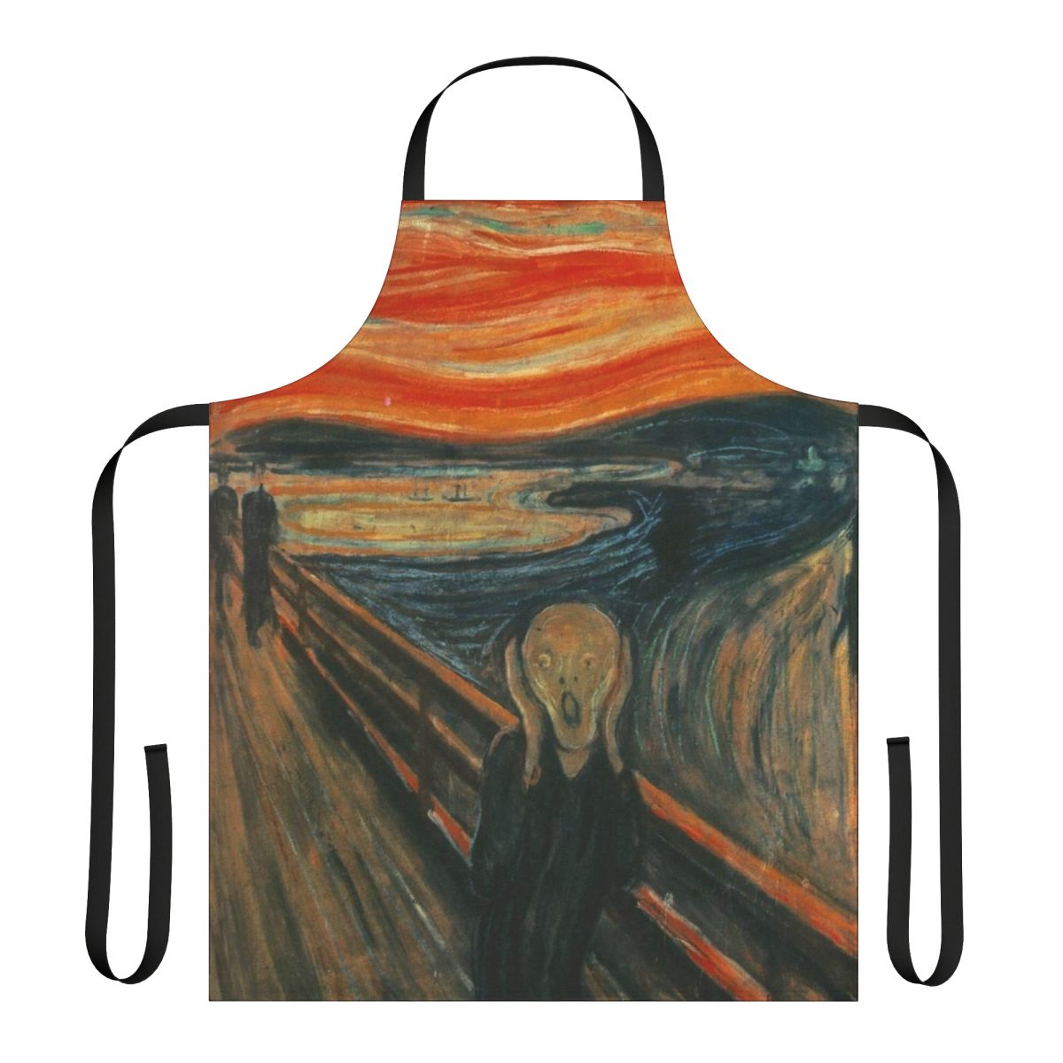 Artistic apron featuring Edvard Munch's iconic painting "The Scream"