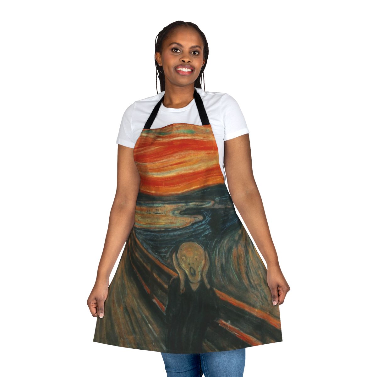 Artistic apron featuring Edvard Munch's iconic painting "The Scream"