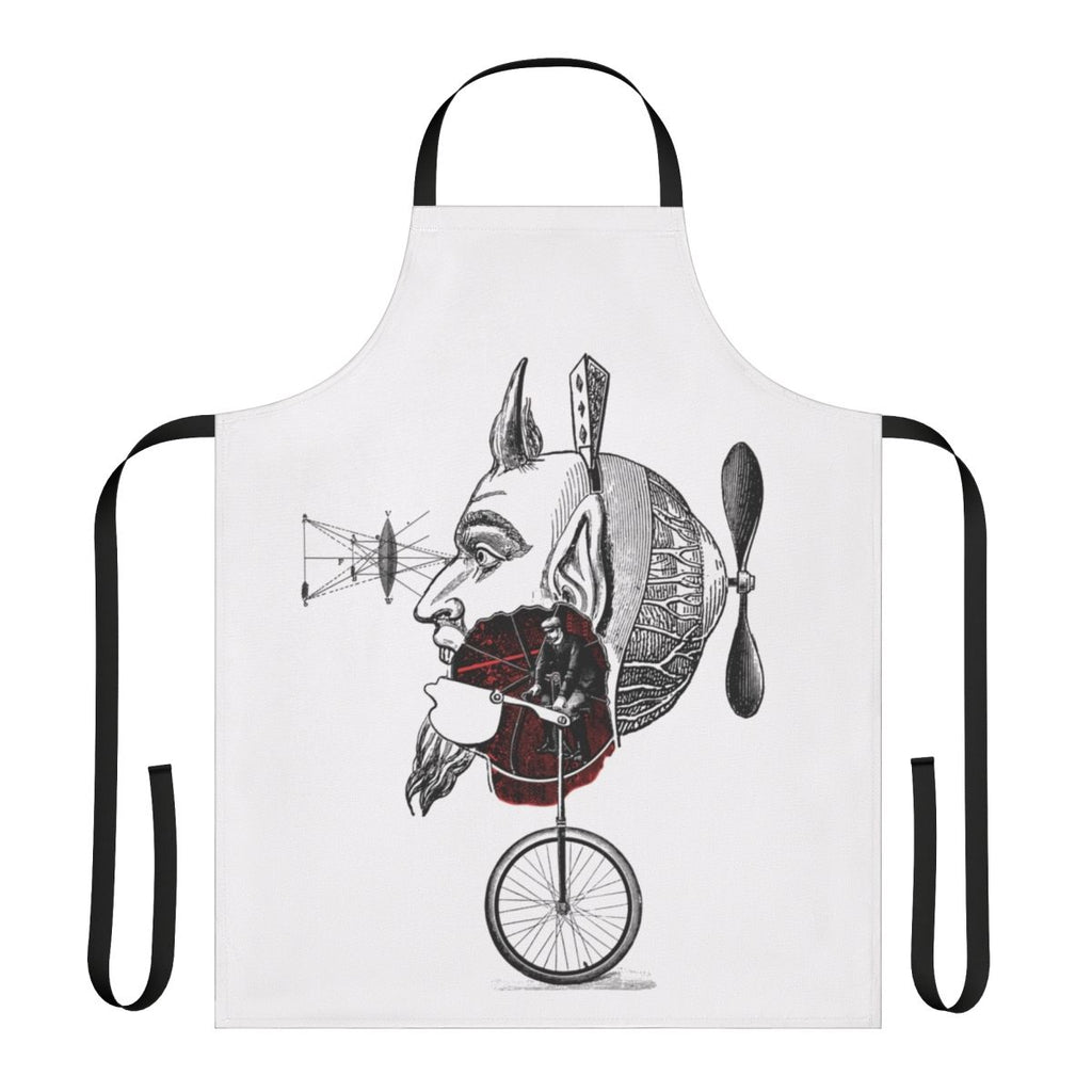 Eerie gothic occult apron with skull, skeleton, and supernatural motifs